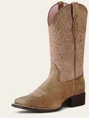 Ariat Round Up Remuda Square Toe Western Boot 8 pink brown $199